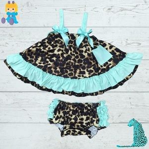 Mint/leopard ruffle bummies outfit